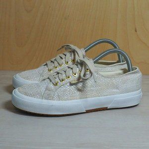 Superga Cream and White Sneakers Versatile Low-Top Design